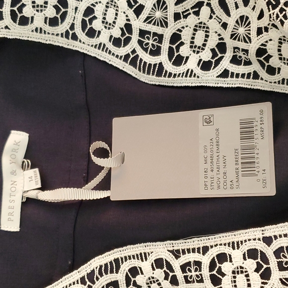 BEAUTY!PRESTON&YORK TABITHA STRETCH LINEN 3/4 SLEEVE SPLIT V-NECK EMBROI… - Picture 8 of 8